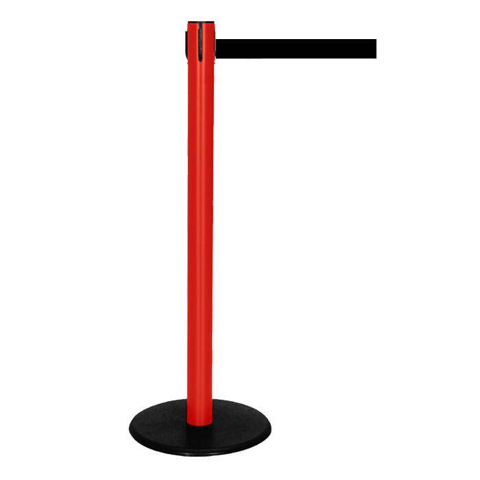 Absperr-Pfosten - "GLA 29" - Höhe 1 m - Gurt 2,3 m - Kunststoff - Gurt schwarz