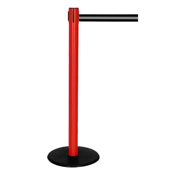 Absperr-Pfosten - "GLA 29" - Höhe 1 m - Gurt 2,3 m - Kunststoff - Gurt schwarz/grau gestreift