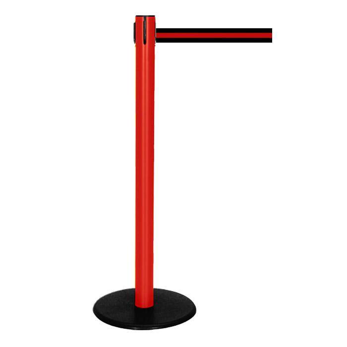 Absperr-Pfosten - "GLA 29" - Höhe 1 m - Gurt 2,3 m - Kunststoff - Gurt schwarz/rot gestreift