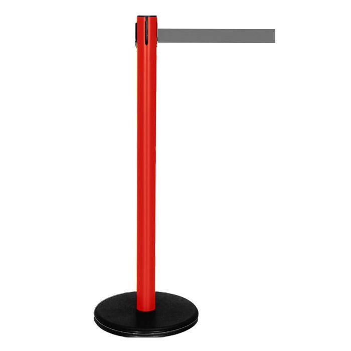 Absperr-Pfosten - "GLA 29" - Höhe 1 m - Gurt 2,3 m - Kunststoff - Gurt grau