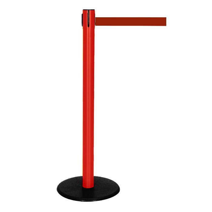 Absperr-Pfosten - "GLA 29" - Höhe 1 m - Gurt 2,3 m - Kunststoff - Gurt dunkelrot