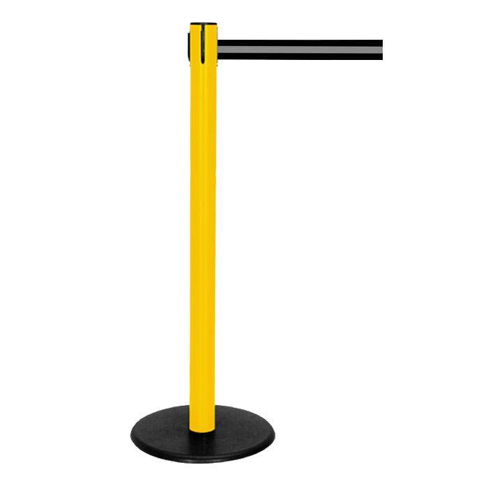 Absperr-Pfosten - "GLA 29" - Höhe 1 m - Gurt 2,3 m - Kunststoff - Gurt schwarz/grau gestreift