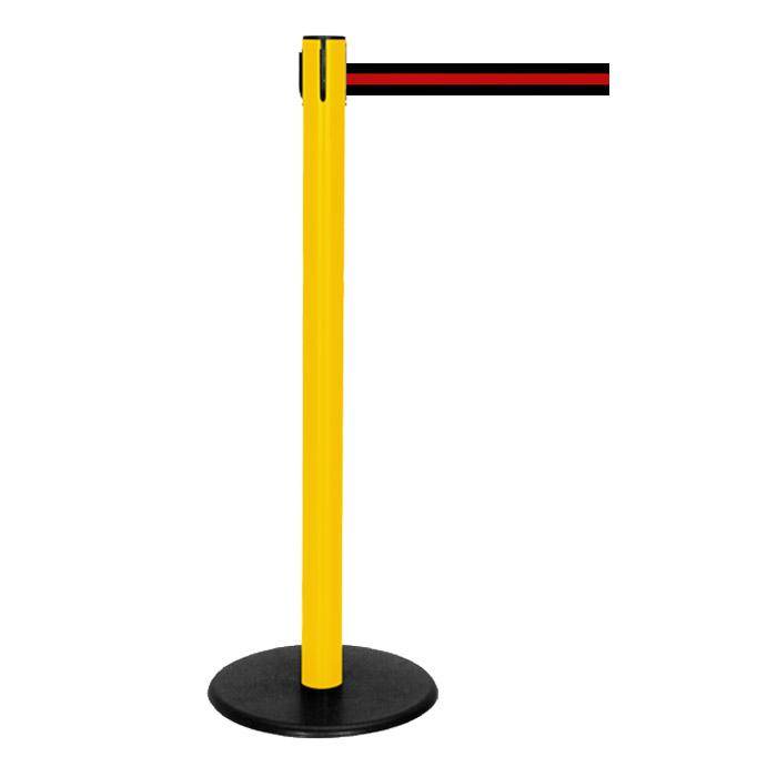 Absperr-Pfosten - "GLA 29" - Höhe 1 m - Gurt 2,3 m - Kunststoff - Gurt schwarz/rot gestreift