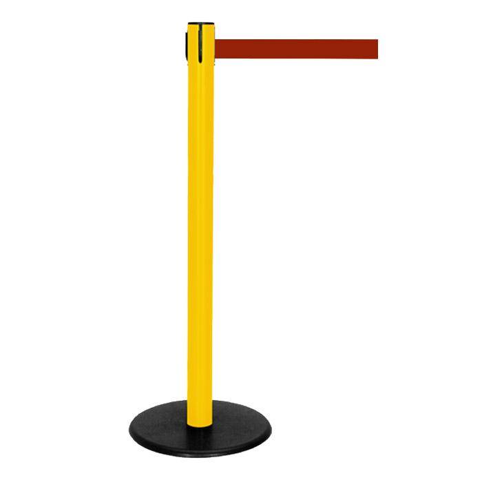 Absperr-Pfosten - "GLA 29" - Höhe 1 m - Gurt 2,3 m - Kunststoff - Gurt dunkelrot