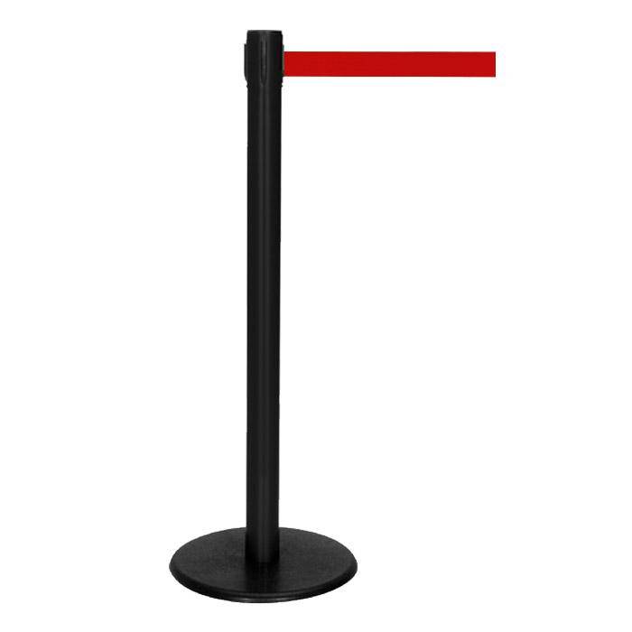 Absperr-Pfosten - "GLA 29" - Höhe 1 m - Gurt 2,3 m - Kunststoff - Gurt rot