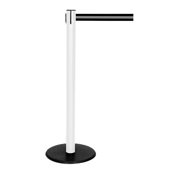 Absperr-Pfosten - "GLA 29" - Höhe 1 m - Gurt 2,3 m - Kunststoff - Gurt schwarz/grau gestreift