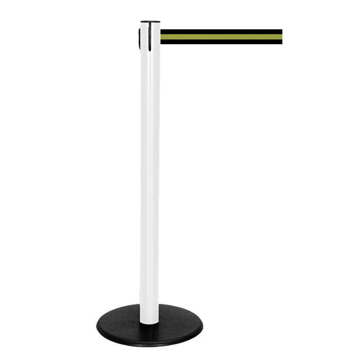 Absperr-Pfosten - "GLA 29" - Höhe 1 m - Gurt 2,3 m - Kunststoff - Gurt schwarz/gelb gestreift