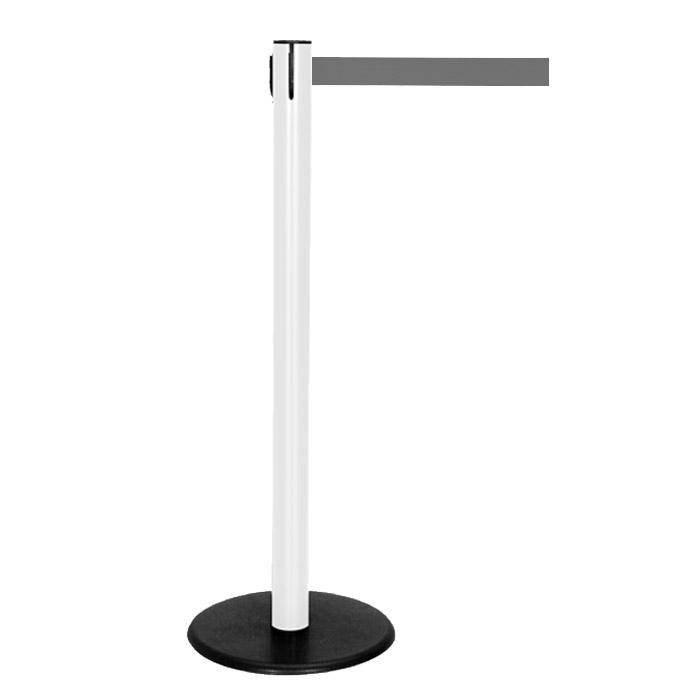 Absperr-Pfosten - "GLA 29" - Höhe 1 m - Gurt 2,3 m - Kunststoff - Gurt grau