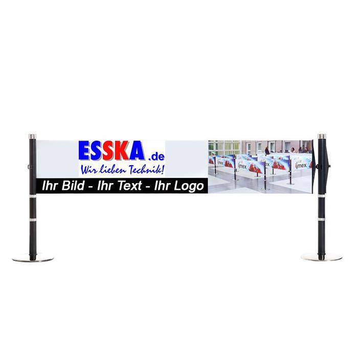 Absperrpfosten "GLA 30" - Kunststoff - mit ausziehbarem Banner - inkl. zweiseitigem Digitaldruck