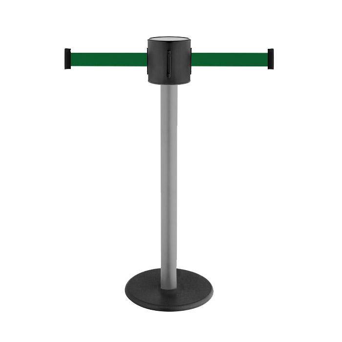 Absperr-Pfosten - "GLAD 28" - Höhe 1 m - Gurt 2x4 m - Gurt grün - Kunststoff