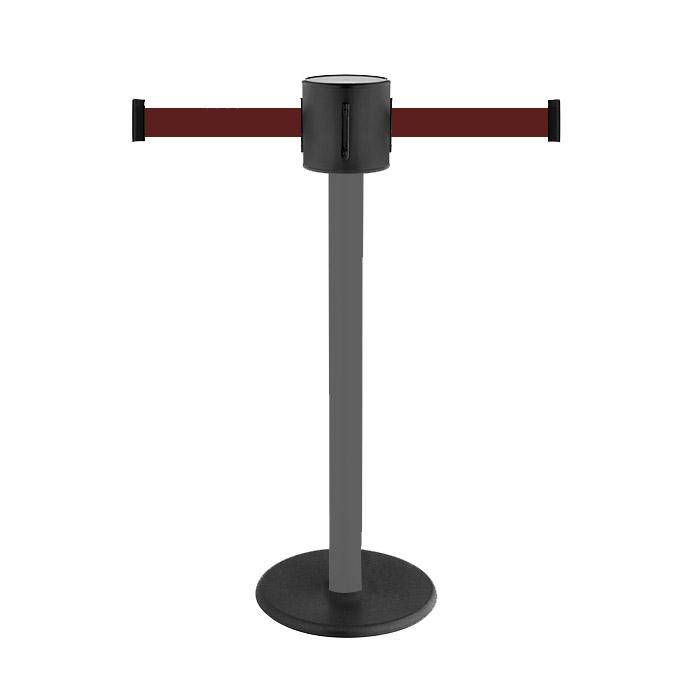 Absperr-Pfosten - "GLAD 28" - Höhe 1 m - Gurt 2x4 m - Gurt dunkelrot - Kunststoff