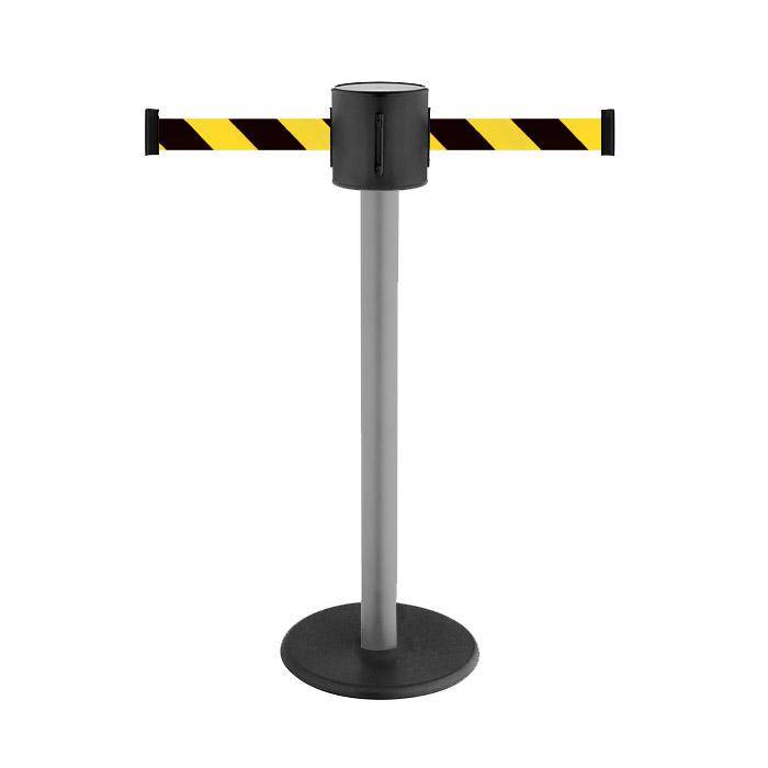 Absperr-Pfosten - "GLAD 28" - Höhe 1 m - Gurt 2x4 m - Gurt schwarz/gelb diag. - Kunststoff