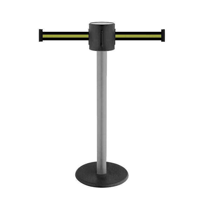 Absperr-Pfosten - "GLAD 28" - Höhe 1 m - Gurt 2x4 m - Gurt schwarz/gelb gestreift - Kunststoff