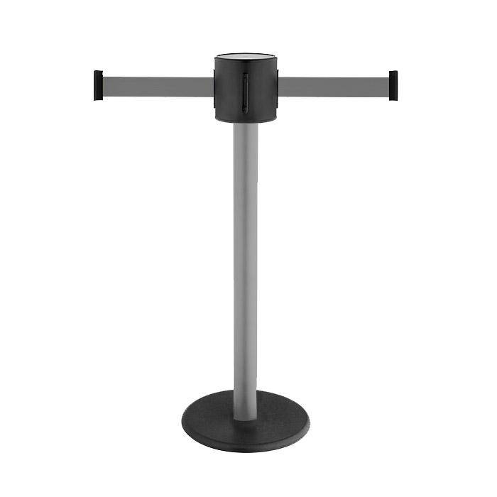 Absperr-Pfosten - "GLAD 28" - Höhe 1 m - Gurt 2x4 m - Gurt grau - Kunststoff