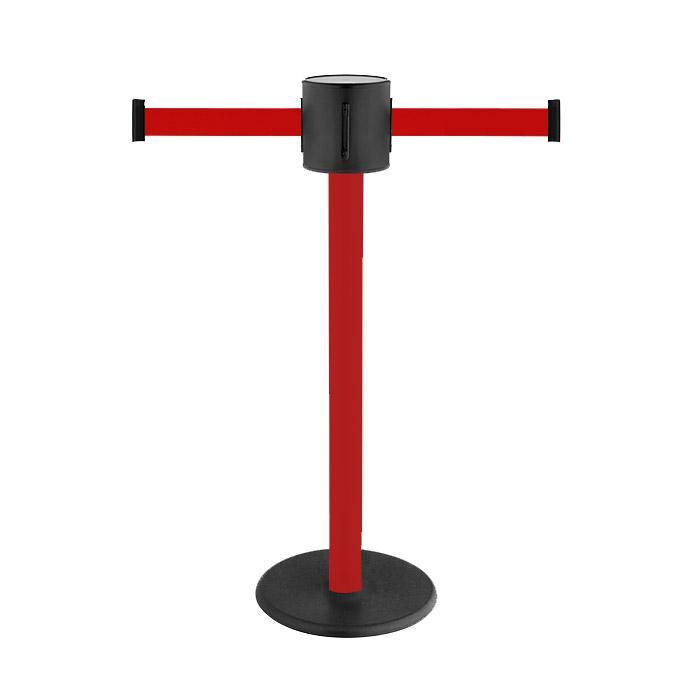 Absperr-Pfosten - "GLAD 28" - Höhe 1 m - Gurt 2x4 m - Gurt - rot - Kunststoff