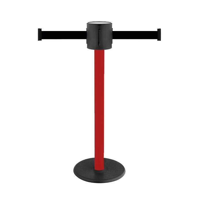 Absperr-Pfosten - "GLAD 28" - Höhe 1 m - Gurt 2x4 m - Gurt - schwarz - Kunststoff