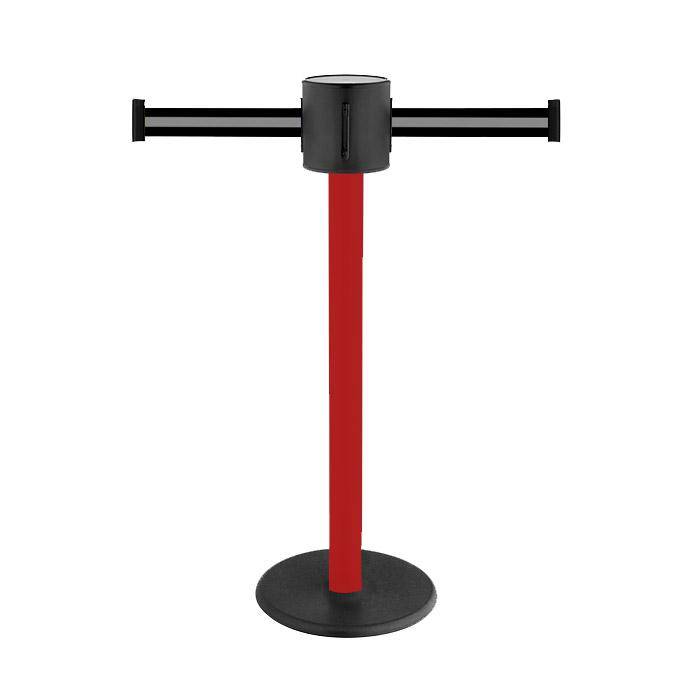 Absperr-Pfosten - "GLAD 28" - Höhe 1 m - Gurt 2x4 m - Gurt - schwarz/grau gestreift - Kunststoff