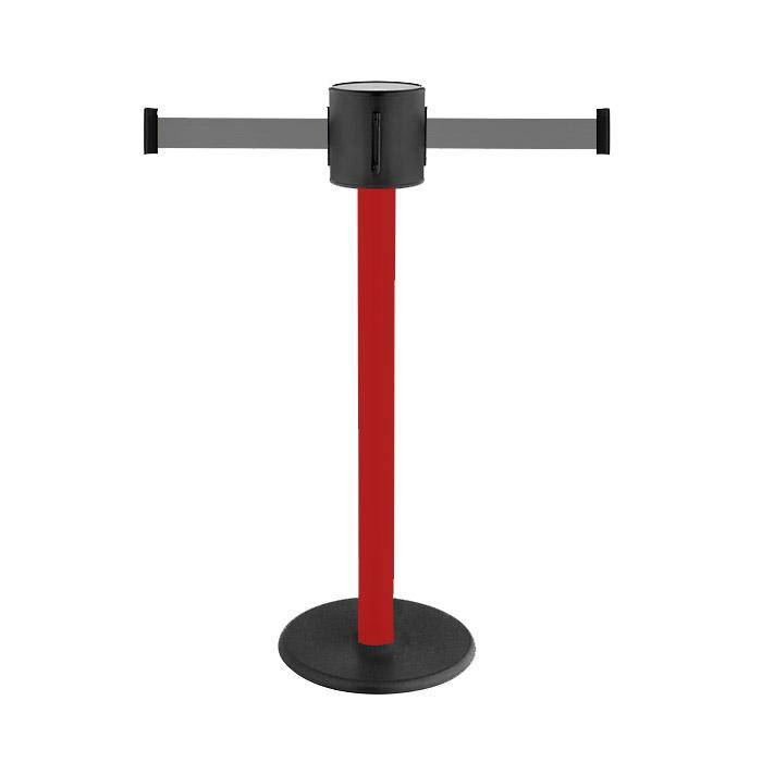 Absperr-Pfosten - "GLAD 28" - Höhe 1 m - Gurt 2x4 m - Gurt - grau - Kunststoff