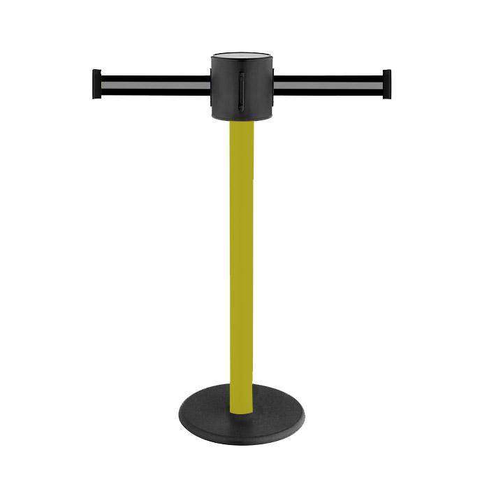 Absperr-Pfosten - "GLAD 28" - Höhe 1 m - Gurt 2x4 m - Gurt schwarz/grau gestreift - Kunststoff