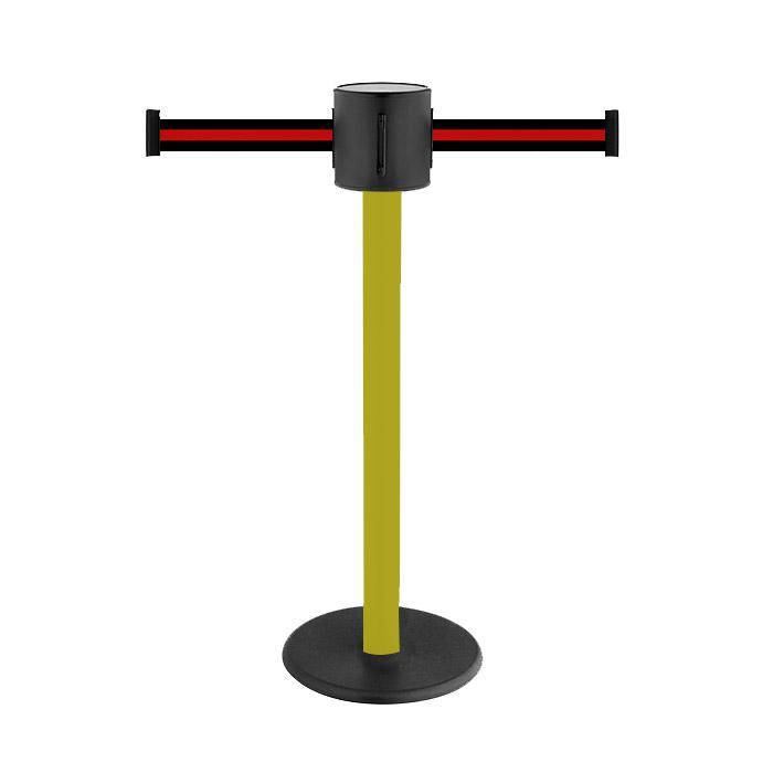 Absperr-Pfosten - "GLAD 28" - Höhe 1 m - Gurt 2x4 m - Gurt schwarz/rot gestreift - Kunststoff