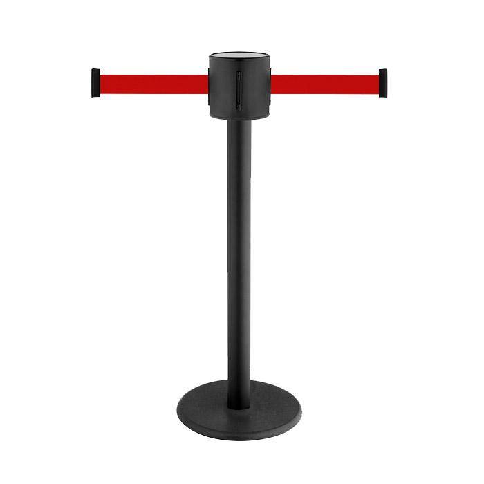 Absperr-Pfosten - "GLAD 28" - Höhe 1 m - Gurt 2x4 m - Gurt rot - Kunststoff