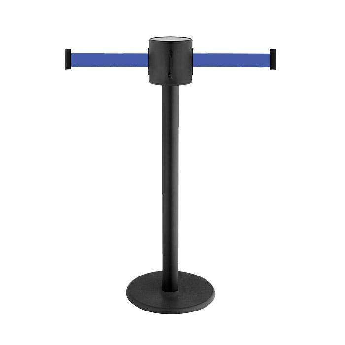 Absperr-Pfosten - "GLAD 28" - Höhe 1 m - Gurt 2x4 m - Gurt blau - Kunststoff