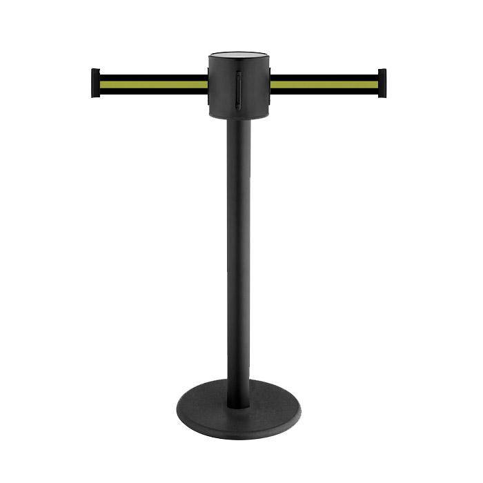 Absperr-Pfosten - "GLAD 28" - Höhe 1 m - Gurt 2x4 m - Gurt schwarz/gelb gestreift - Kunststoff