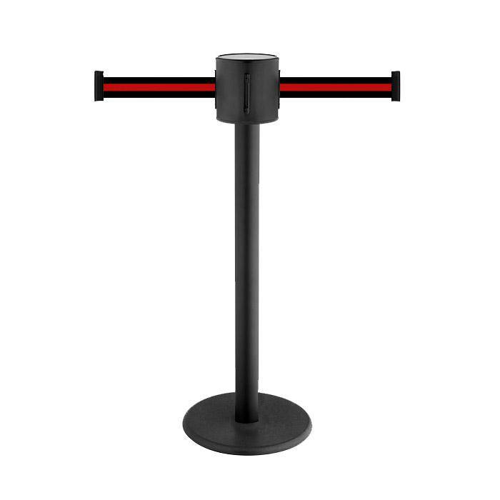 Absperr-Pfosten - "GLAD 28" - Höhe 1 m - Gurt 2x4 m - Gurt schwarz/rot gestreift - Kunststoff