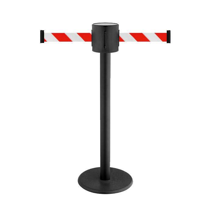 Absperr-Pfosten - "GLAD 28" - Höhe 1 m - Gurt 2x4 m - Gurt weiß/rot diag. - Kunststoff