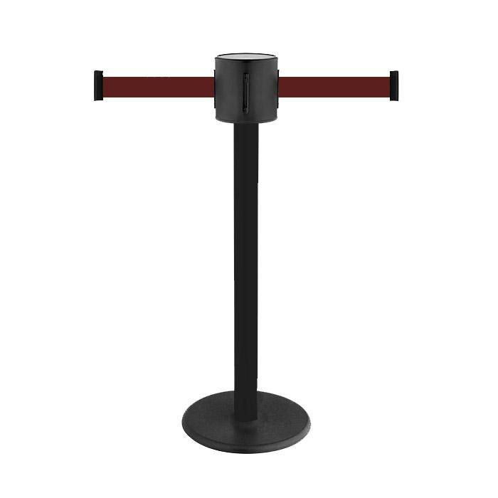 Absperr-Pfosten - "GLAD 28" - Höhe 1 m - Gurt 2x4 m - Gurt dunkelrot - Kunststoff