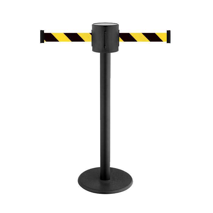 Absperr-Pfosten - "GLAD 28" - Höhe 1 m - Gurt 2x4 m - Gurt schwarz/gelb diag. - Kunststoff