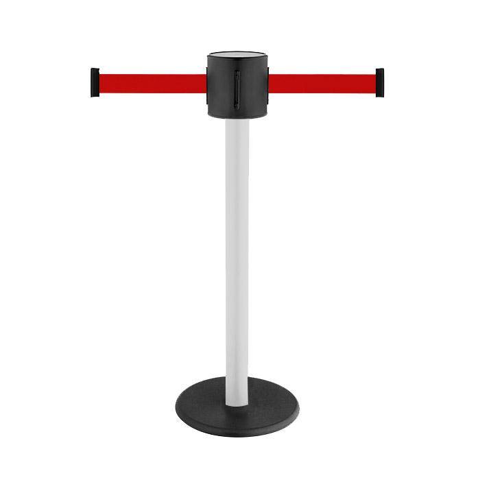 Absperr-Pfosten - "GLAD 28" - Höhe 1 m - Gurt 2x4 m - Gurt rot - Kunststoff