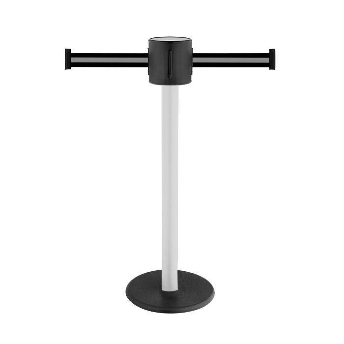 Absperr-Pfosten - "GLAD 28" - Höhe 1 m - Gurt 2x4 m - Gurt schwarz/grau gestreift - Kunststoff