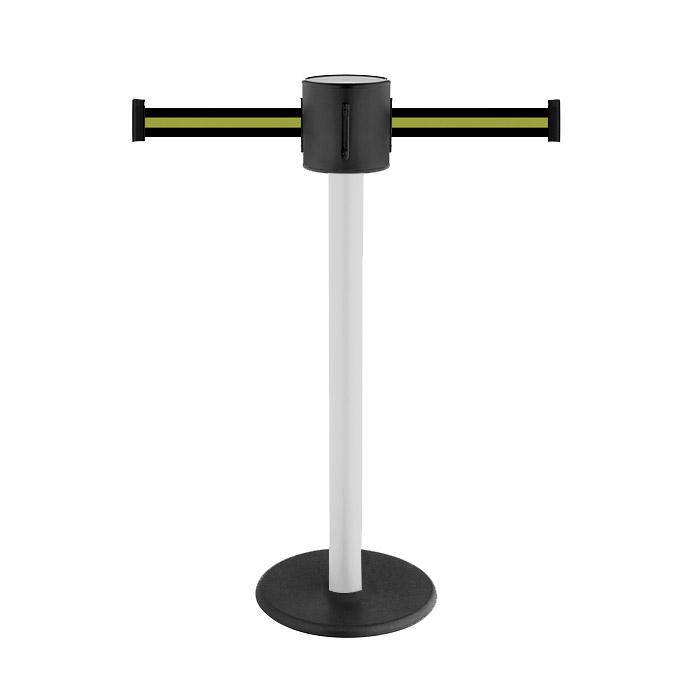 Absperr-Pfosten - "GLAD 28" - Höhe 1 m - Gurt 2x4 m - Gurt schwarz/gelb gestreift - Kunststoff