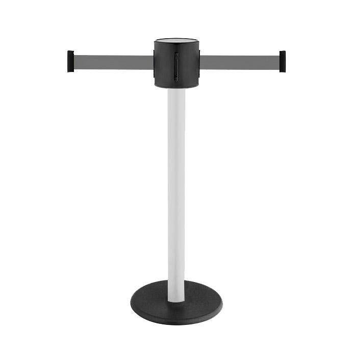 Absperr-Pfosten - "GLAD 28" - Höhe 1 m - Gurt 2x4 m - Gurt grau - Kunststoff