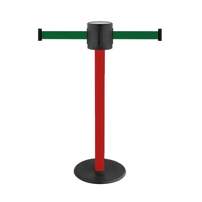 Absperr-Pfosten - "GLAD 28" - Höhe 1 m - Gurt 2x4 m - Gurt grün - Kunststoff