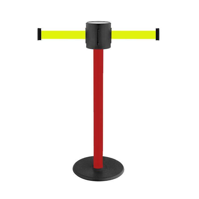Absperr-Pfosten - "GLAD 28" - Höhe 1 m - Gurt 2x4 m - Gurt signalgelb - Kunststoff