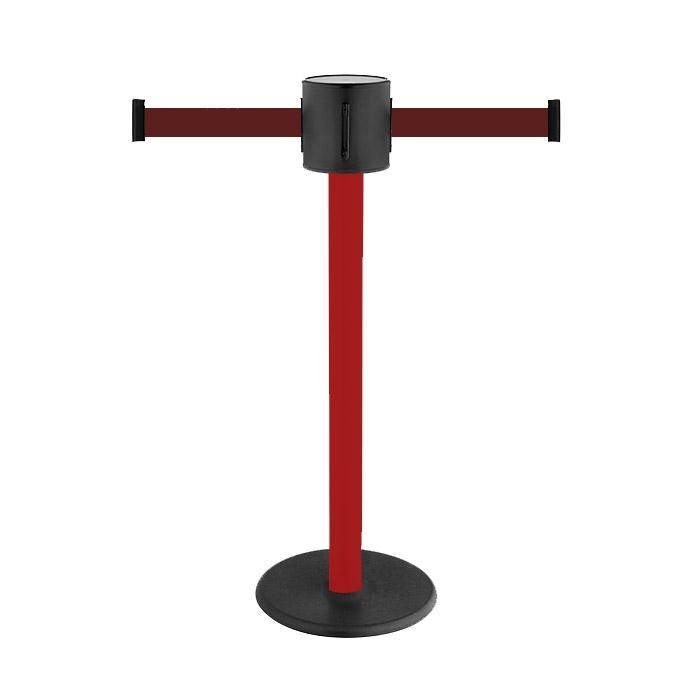 Absperr-Pfosten - "GLAD 28" - Höhe 1 m - Gurt 2x4 m - Gurt dunkelrot - Kunststoff