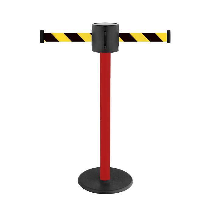 Absperr-Pfosten - "GLAD 28" - Höhe 1 m - Gurt 2x4 m - Gurt schwarz/gelb diag. - Kunststoff