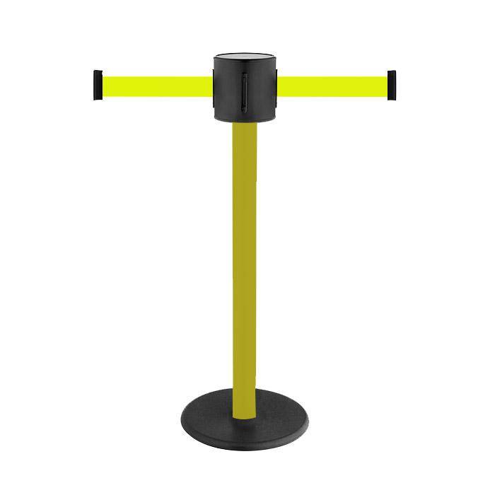 Absperr-Pfosten - "GLAD 28" - Höhe 1 m - Gurt 2x4 m - Gurt signalgelb - Kunststoff