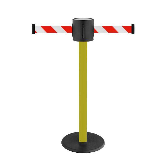 Absperr-Pfosten - "GLAD 28" - Höhe 1 m - Gurt 2x4 m - Gurt weiß/rot diag. - Kunststoff