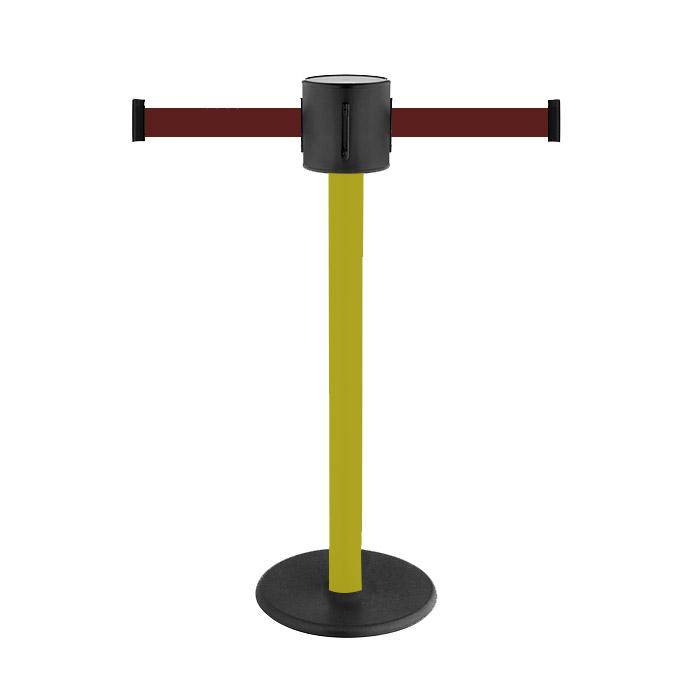 Absperr-Pfosten - "GLAD 28" - Höhe 1 m - Gurt 2x4 m - Gurt dunkelrot - Kunststoff