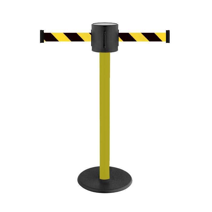 Absperr-Pfosten - "GLAD 28" - Höhe 1 m - Gurt 2x4 m - Gurt schwarz/gelb diag. - Kunststoff