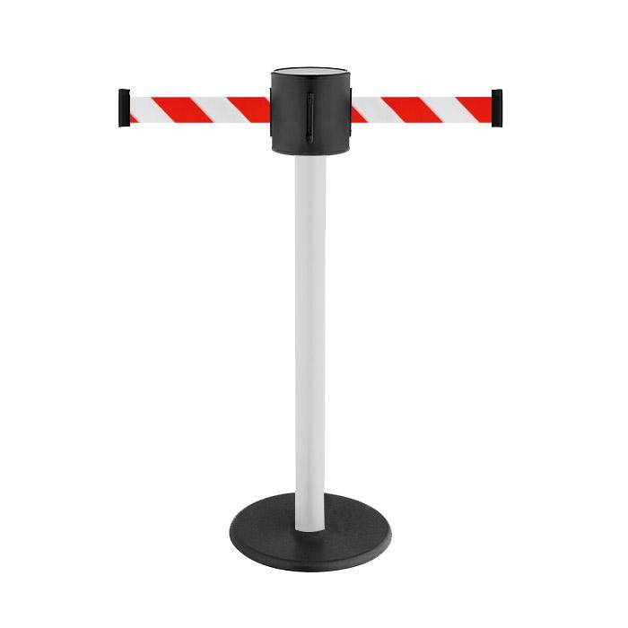 Absperr-Pfosten - "GLAD 28" - Höhe 1 m - Gurt 2x4 m - Gurt weiß/rot diag. - Kunststoff