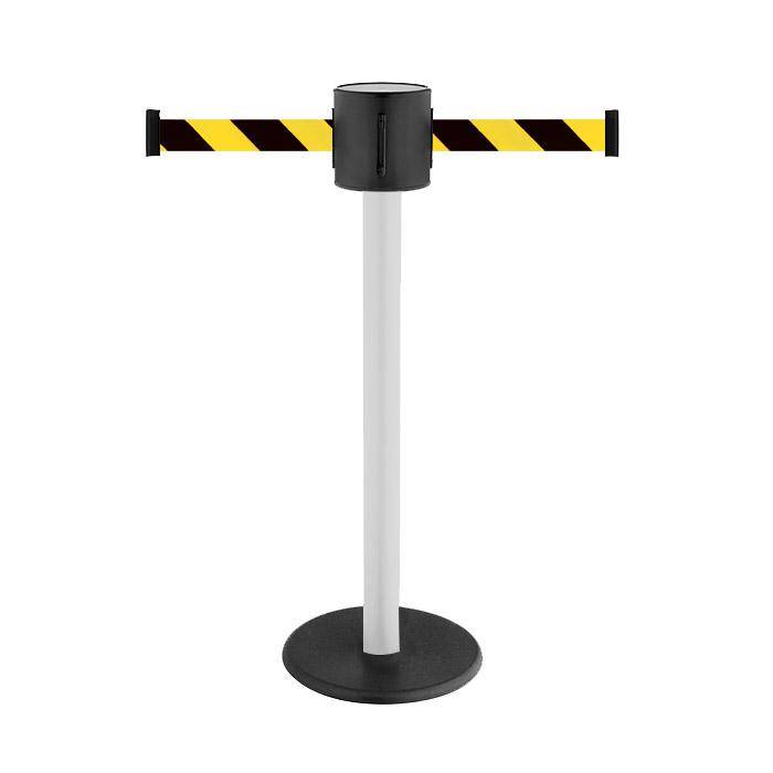 Absperr-Pfosten - "GLAD 28" - Höhe 1 m - Gurt 2x4 m - Gurt schwarz/gelb diag. - Kunststoff