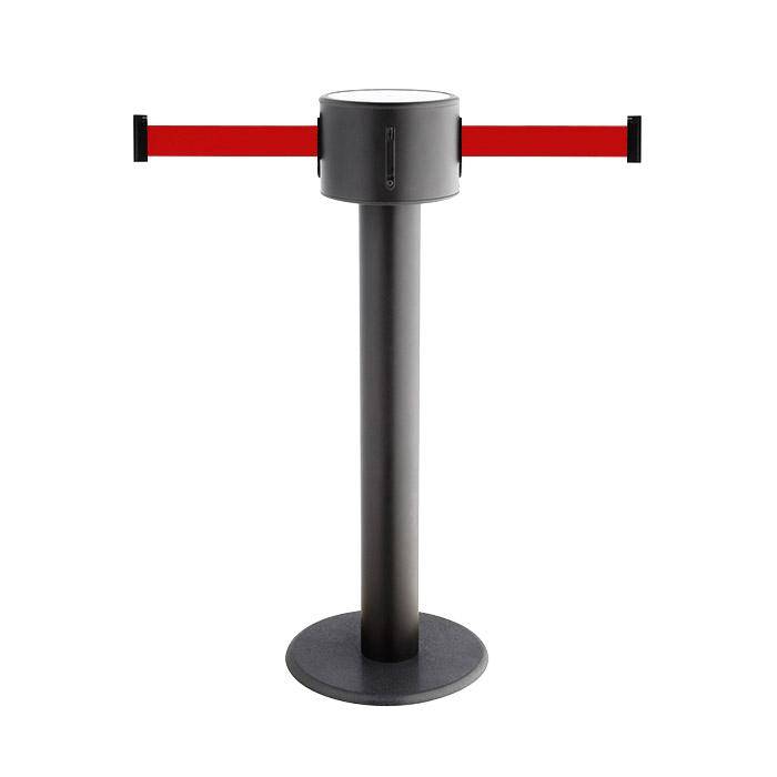 Absperr-Pfosten "GLAD 85" - Gurtlänge 2x9 m - Höhe 1 m - Metall/ Guss - Gurt rot