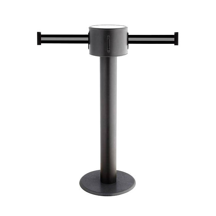 Absperr-Pfosten "GLAD 85" - Gurtlänge 2x9 m - Höhe 1 m - Metall/ Guss - Gurt schwarz/ grau gestreift