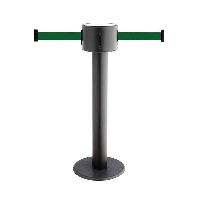 Absperr-Pfosten "GLAD 85" - Gurtlänge 2x9 m - Höhe 1 m - Metall/ Guss - Gurt grün