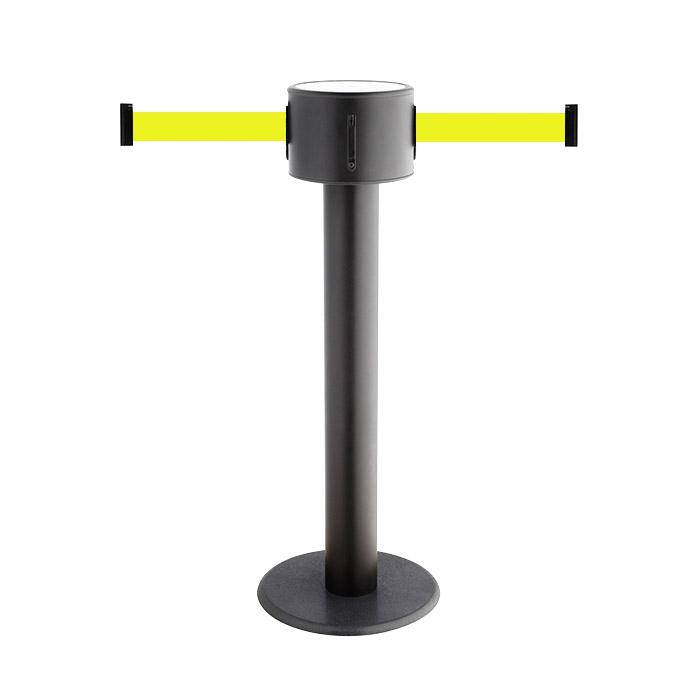 Absperr-Pfosten "GLAD 85" - Gurtlänge 2x9 m - Höhe 1 m - Metall/ Guss - Gurt signalgelb