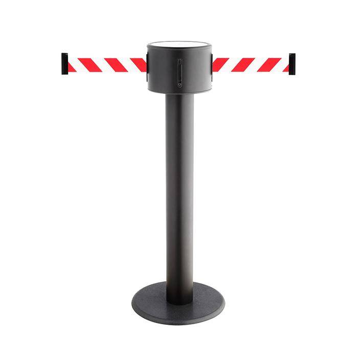 Absperr-Pfosten "GLAD 85" - Gurtlänge 2x9 m - Höhe 1 m - Metall/ Guss - Gurt weiß/rot diag.